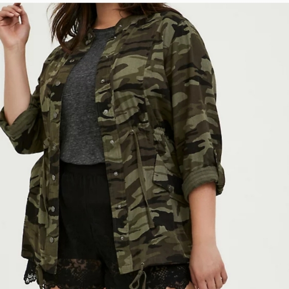 torrid Jackets & Blazers - TORRID army print utility jacket